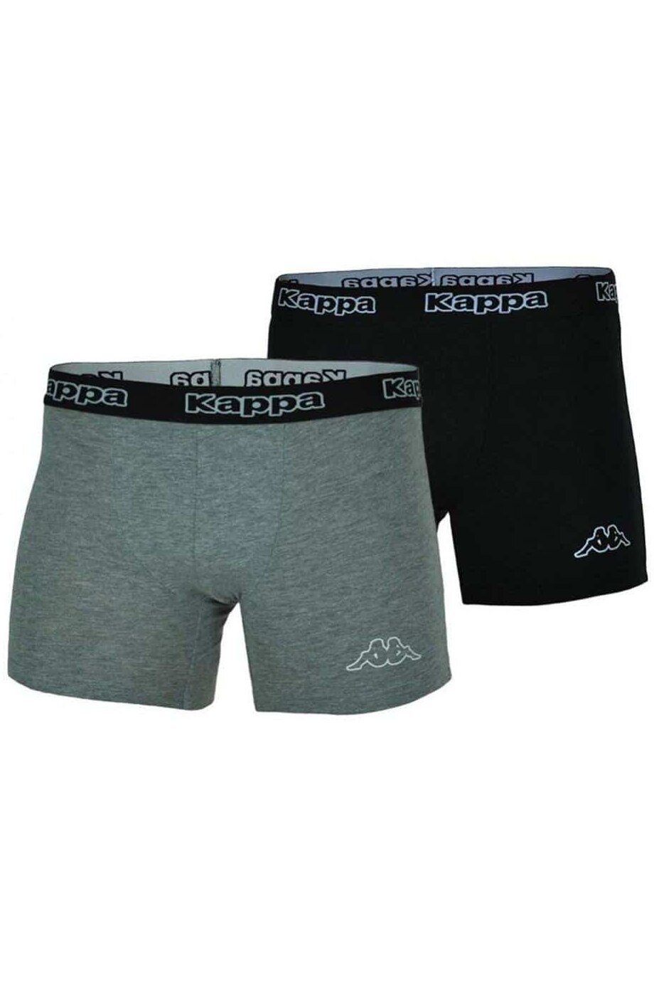 Set 2 boxeri KAPPA, 95% BBC, banda elastica colorata cu LOGO, negru/gri