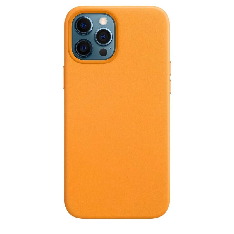 Husa din Piele Ecologica tip Magsafe pentru iPhone 12 Pro/ iPhone 12, Orange