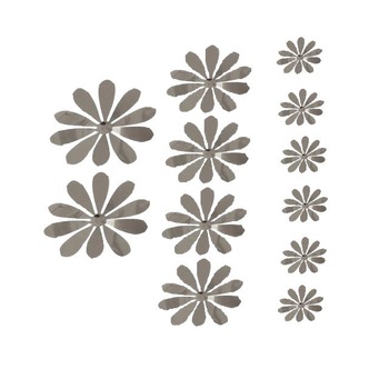 Set 12 Flori din acril pentru decor perete sau alte suprafete, diverse marimi, culoare argintiu Set 12 Flori din acril pentru decor perete sau alte suprafete, diverse marimi, culoare argintiu