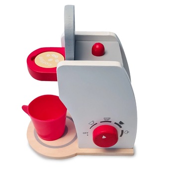 Jucarie Cafetiera din lemn cu buton de pornire/oprire si spatiu pentru capsula si accesorii, + 3 ani Jucarie Cafetiera din lemn cu buton de pornire/oprire si spatiu pentru capsula si accesorii, + 3 ani