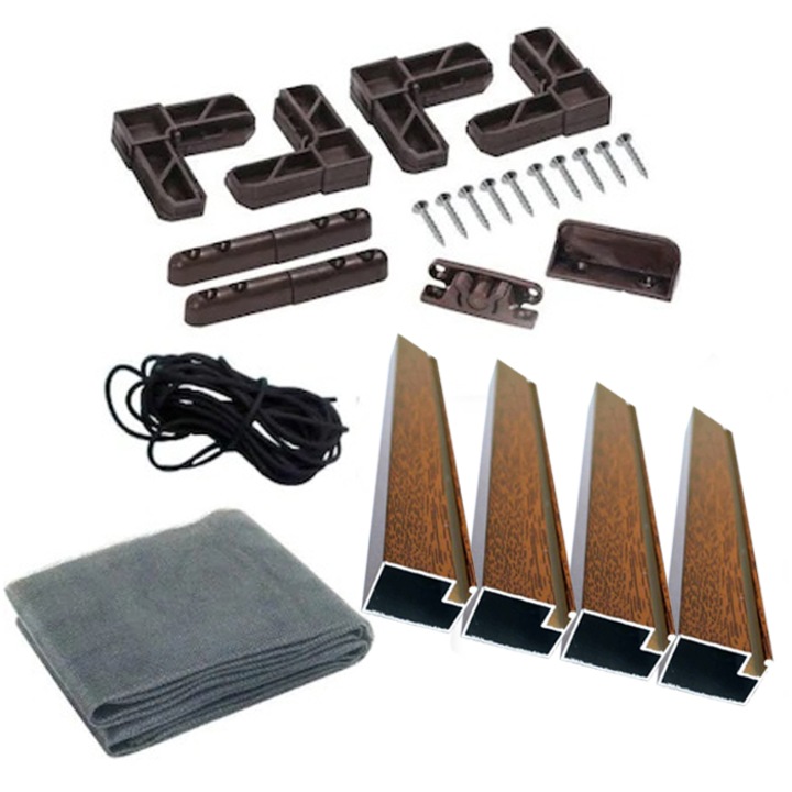 Пълен комплект мрежа против насекоми, 50смx75см, цвят орех, шарнирен комарник за прозорец