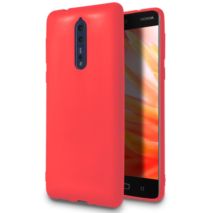 Husa ultra-subtire de protectie pentru Nokia 8, United Case, TPU, Rosu mat