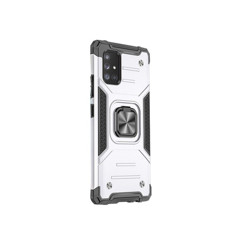 Husa Premium Ring Armor Wozinsky Pentru Samsung Galaxy M51, Antishock Cu Ring Metalic Pe Spate - Silver