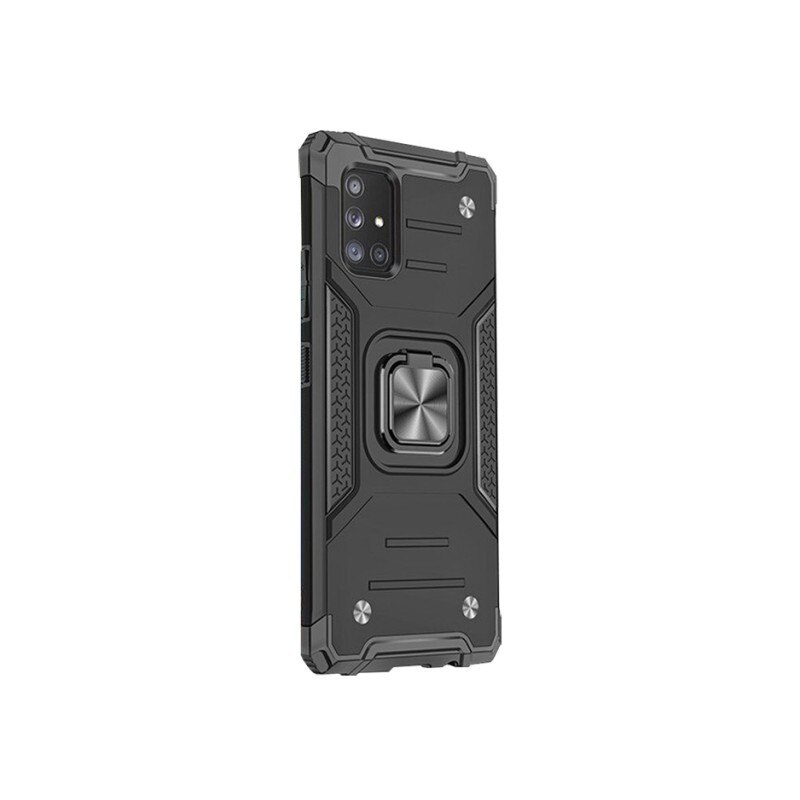 Husa Premium Ring Armor Wozinsky Pentru Samsung Galaxy A21s, Antishock Cu Ring Metalic Pe Spate - Negru