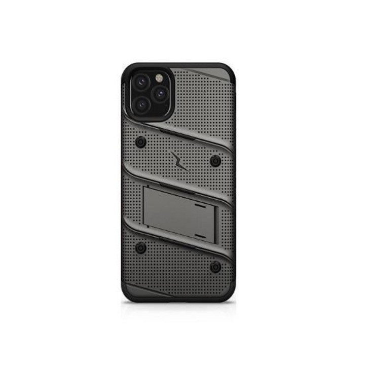 Калъф Antisock Съвместим с Apple iPhone 11 Pro Max + стъклено фолио - Zizo Bolt Armor Case сив/черен