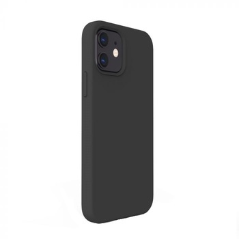 Husa protectie compatibila cu iPhone 12 Mini, ultra slim, silicon Negru, interior din microfibra, PlanetPhone