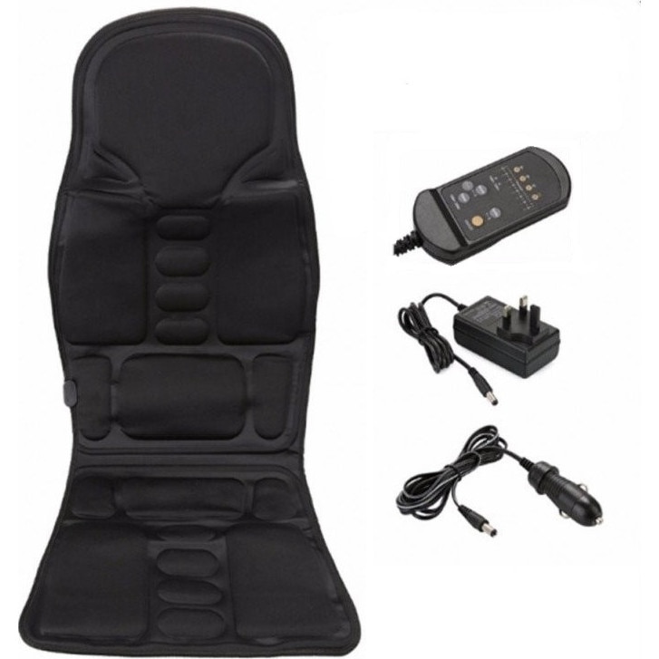 Husa de scaun pentru masaj Jupiter®, 5 zone de masaj, Telecomanda, 3 trepte de viteza, Adaptor auto, Negru
