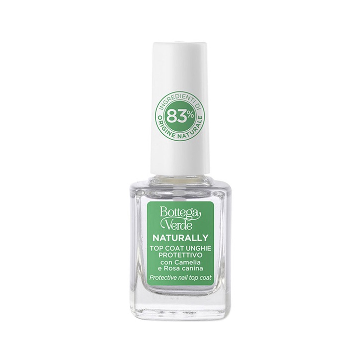 Top Coat pentru unghii cu ulei de camelia si macese, incolor - Naturally, 10 ML, Bottega Verde