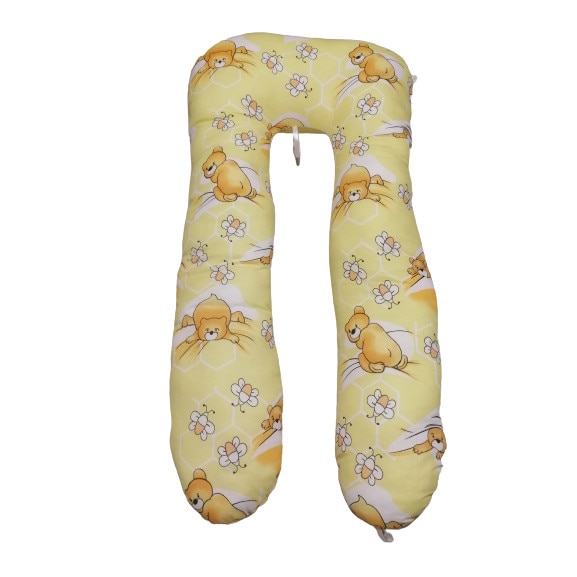 Perna 3 in 1 pentru gravide si alaptat, in forma de U, model ursulet