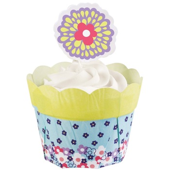 Set forme copt din hartie pentru briose, cu imprimeu Floral, 12 bucati, Wilton Set forme copt din hartie pentru briose, cu imprimeu Floral, 12 bucati, Wilton