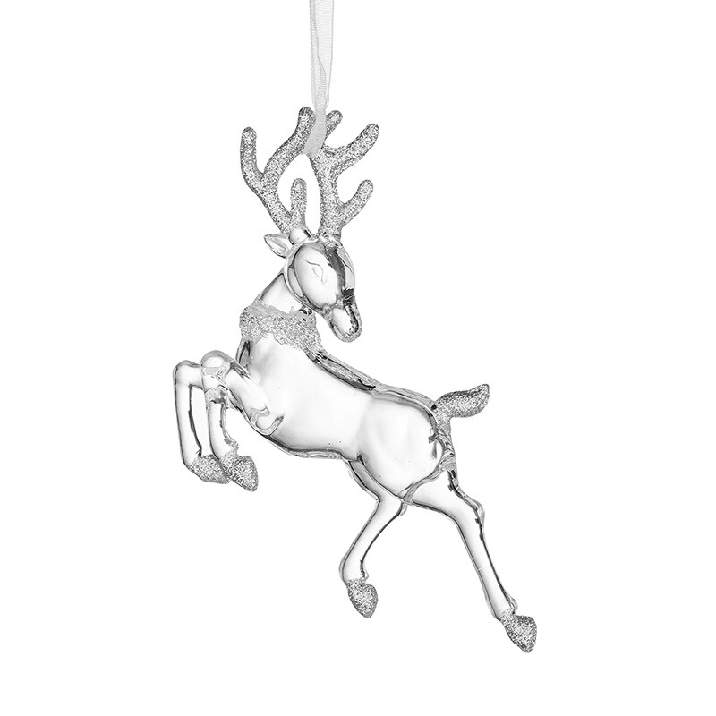 Ornament brad, cerb, plastic, 13cm, Argintiu