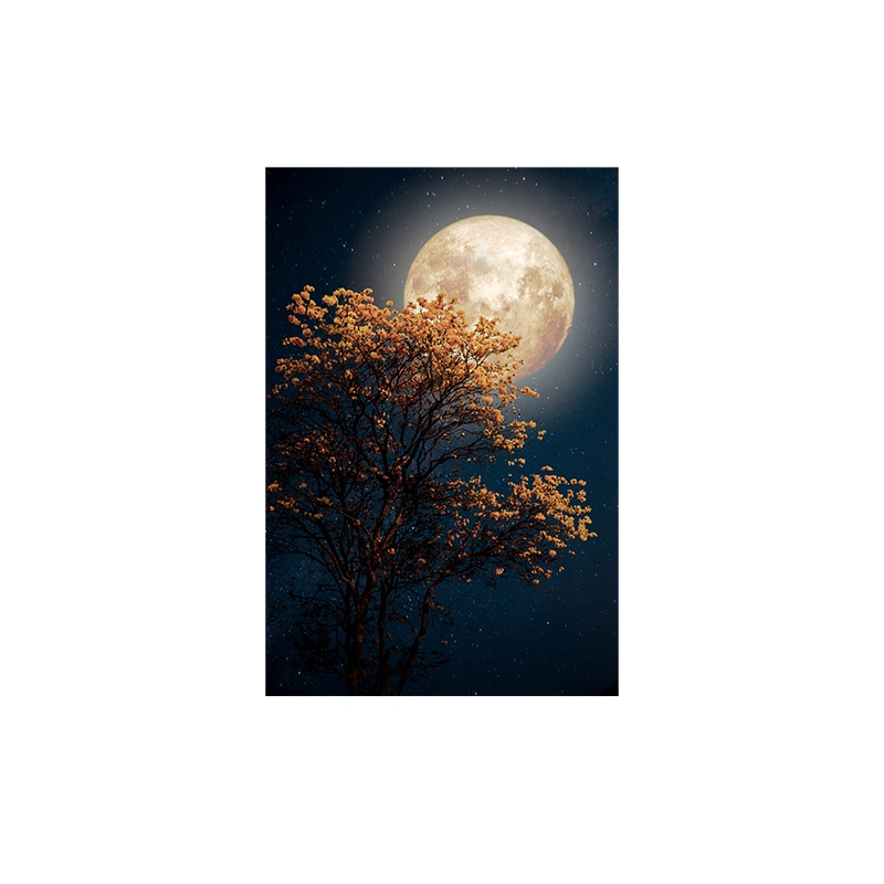 Tablou canvas - Luna printre crengi, multicolor, 120 X 80 cm