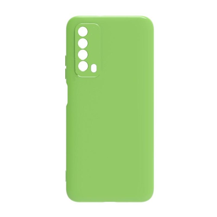 Husa protectie compatibila cu Huawei P Smart 2021, ultra slim, silicon Verde, cu interior de catifea, protectie camera, PlanetPhone