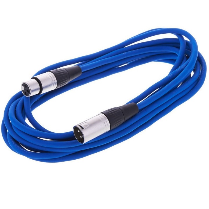 Cablu Microfon sau DMX, SSSNAKE, XLR mama - XLR tata, 10m, Albastru