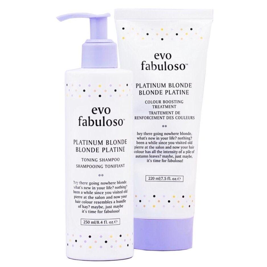 Tratament par blond Evo Fabuloso, Brass Be Gone, Platinum Duo Pack