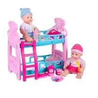 set format din doi bebelusi si patut supraetajat cu accesorii babyss bed 30 cm doll-2365 imagen 3_0_
0