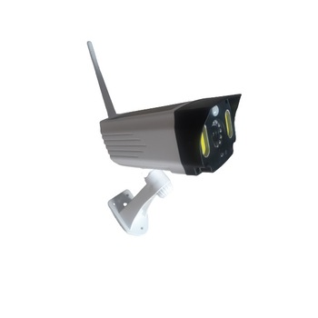 Camera de supraveghere falsa tip Wi-Fi cu panou solar, 2 x COB LED, senzor miscare, LED-uri infrarosu si acumulator incorporat Camera de supraveghere falsa tip Wi-Fi cu panou solar, 2 x COB LED, senzor miscare, LED-uri infrarosu si acumulator incorporat