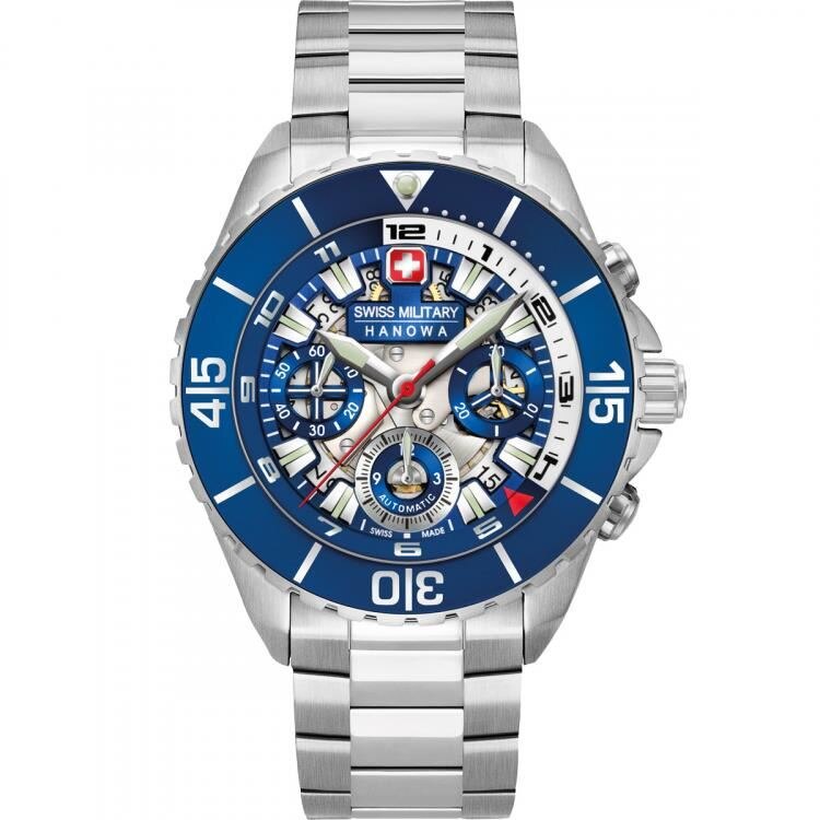 Ceas barbatesc Swiss Military 05-5342.04.003SET, Automatic, 44mm, 10ATM, Argintiu