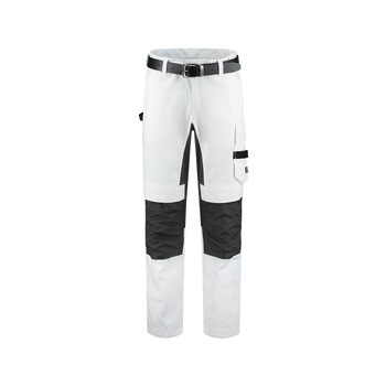 Pantaloni de lucru unisex, Malfini, talie elastica, buzunare multifunctionale, cu Cordura, elastici, albi, 54