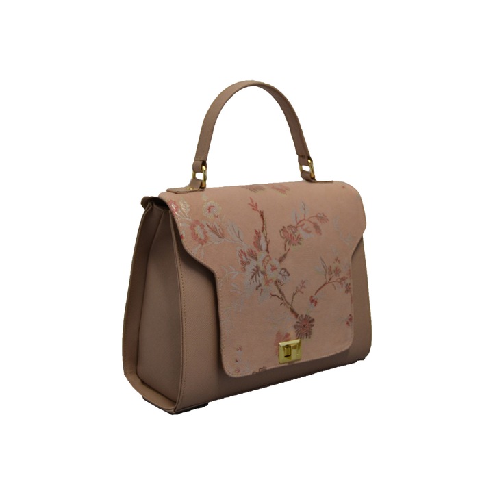 Geanta dama,office, zea, din piele naturala, nude,30x12x21 cm