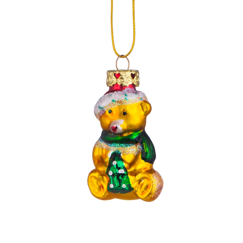 Ornament brad, glob model ursulet, L014, Sticla, 5cm