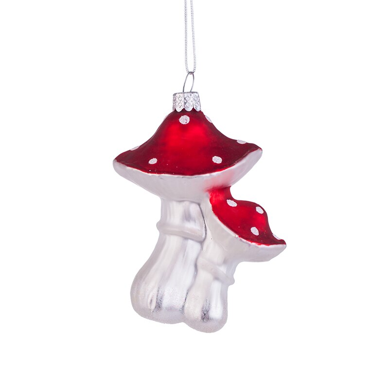 Ornament brad, glob model ciuperci, L033, Sticla, 10cm