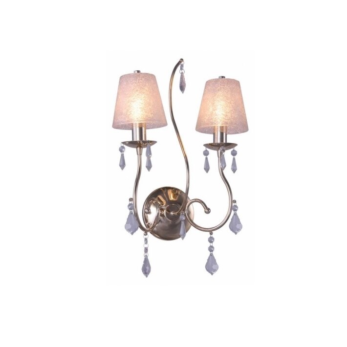 Aplica Lis-Poland, Art Deco, abajur alb, finisaj argintiu, cristal, FST1665K