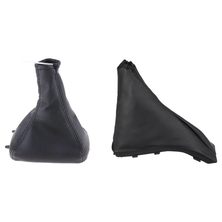 Set Flexzon, Manson Frana de Mana si Schimbator de Viteze pentru Opel Astra G, 2 Piese, Plastic ABS, Piele, Negru