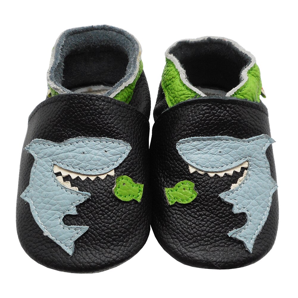 Botosei pentru bebelusi din piele naturala, Yalion, Negru, Unisex