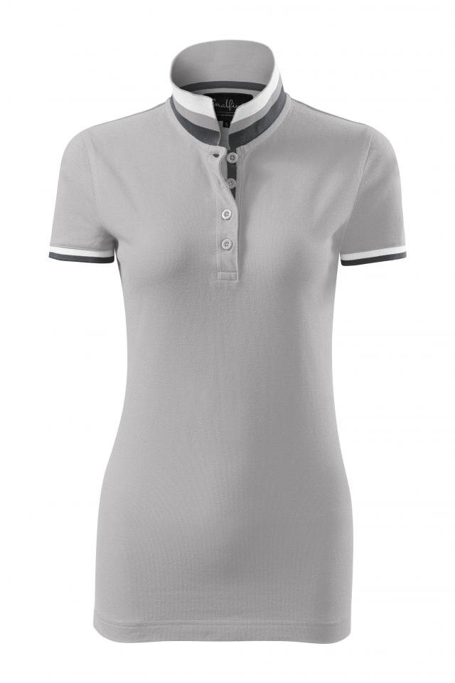 Tricou polo pentru dama Collar Up, Silver Gray