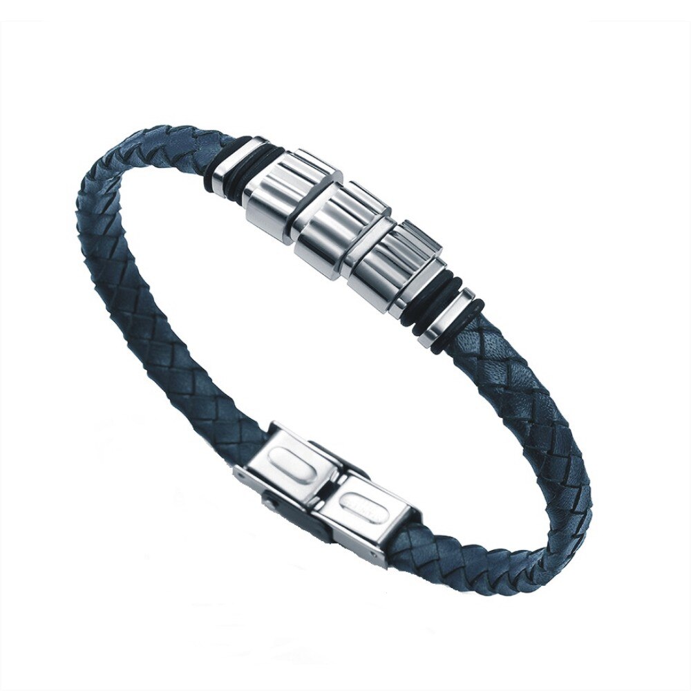 Bratara Viceroy 6351P09013, barbateasca, piele neagra, inox argintiu, ajustabila