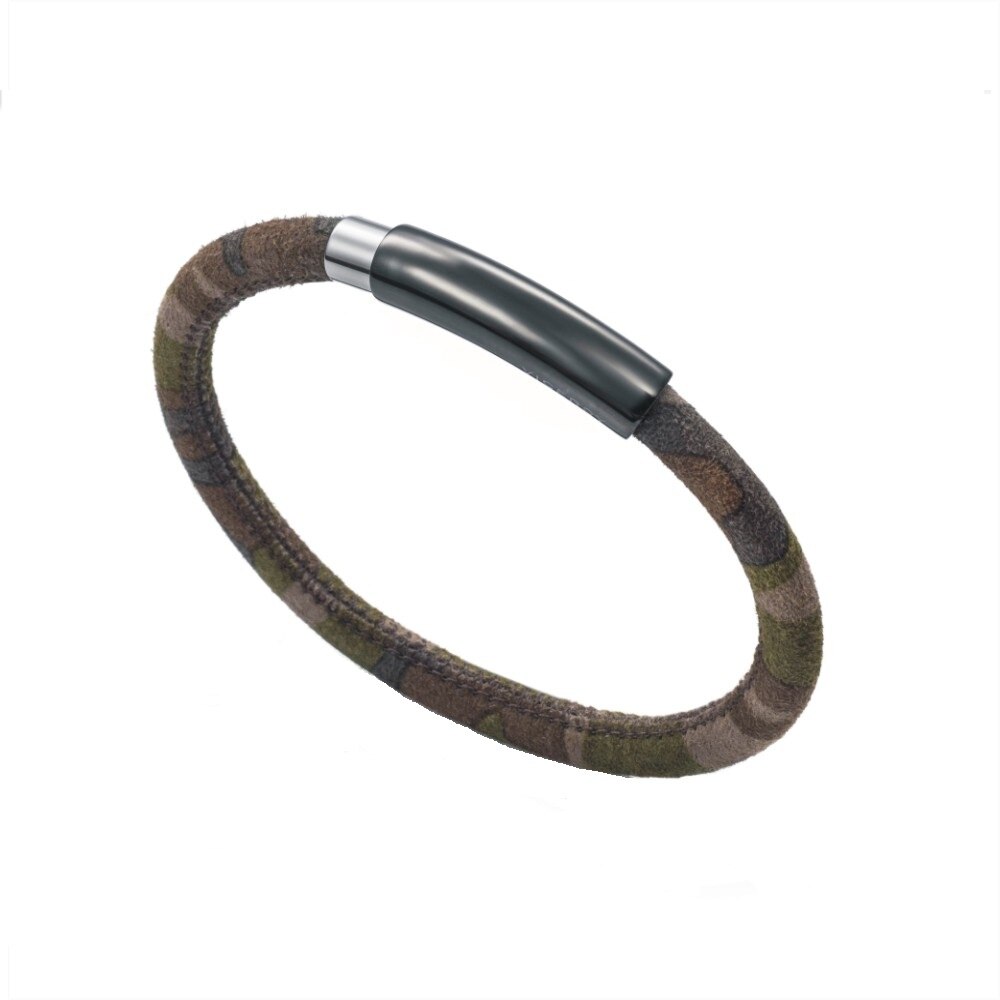 Bratara Viceroy 6302P09019, textil maro/kaki, inox gri inchis/argintiu