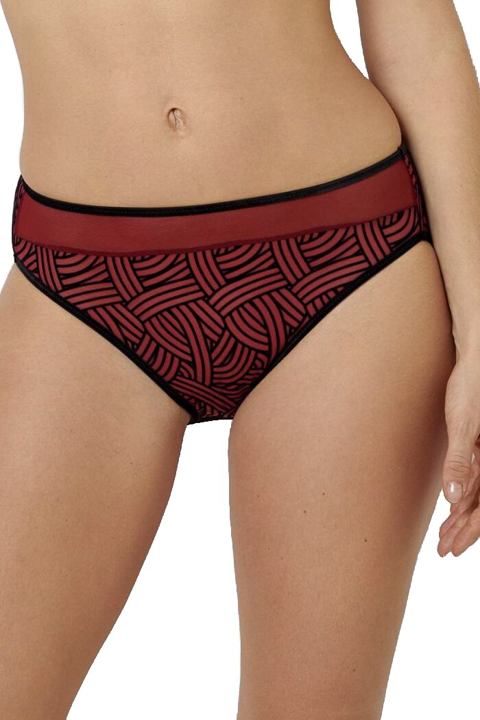 Chiloti model clasic de colectie frantuzeasca din tul si catifea, Couture, Negru/Bordo