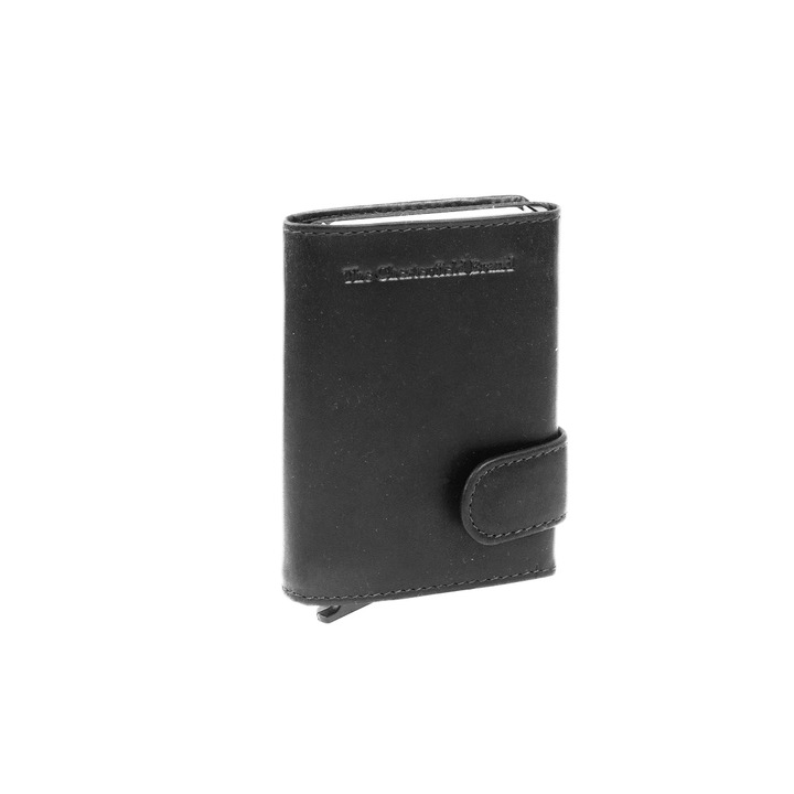 Portofel unisex cu suport pentru carduri, din piele naturala, The Chesterfield Brand, Leicester, cu protectie anti scanare RFID, Negru