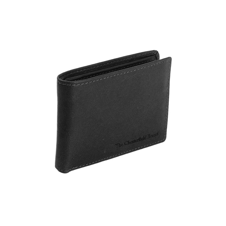 Portofel barbati din piele naturala, The Chesterfield Brand, Enzo, cu protectie anti scanare RFID, Negru
