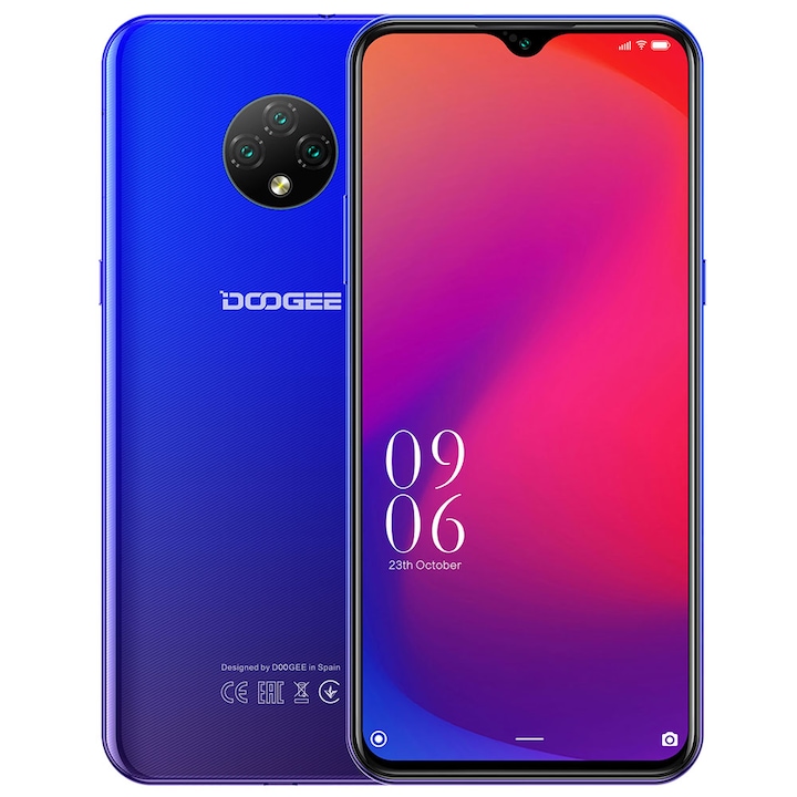 Doogee X95 Mobiltelefon, Masszív, Camera 13MP, 6.52-inci, 4350mAh, 2GB RAM, 16GB, DualSIM, Android 10, Kék