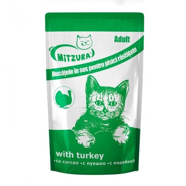 Hrana umeda pentru pisici, Mitzura cu Curcan, set 10 x 100g