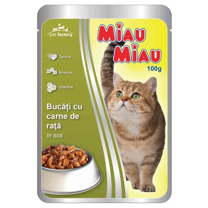 Hrana Pentru Pisici MIAU-MIAU Rata in Sos Plic 100G