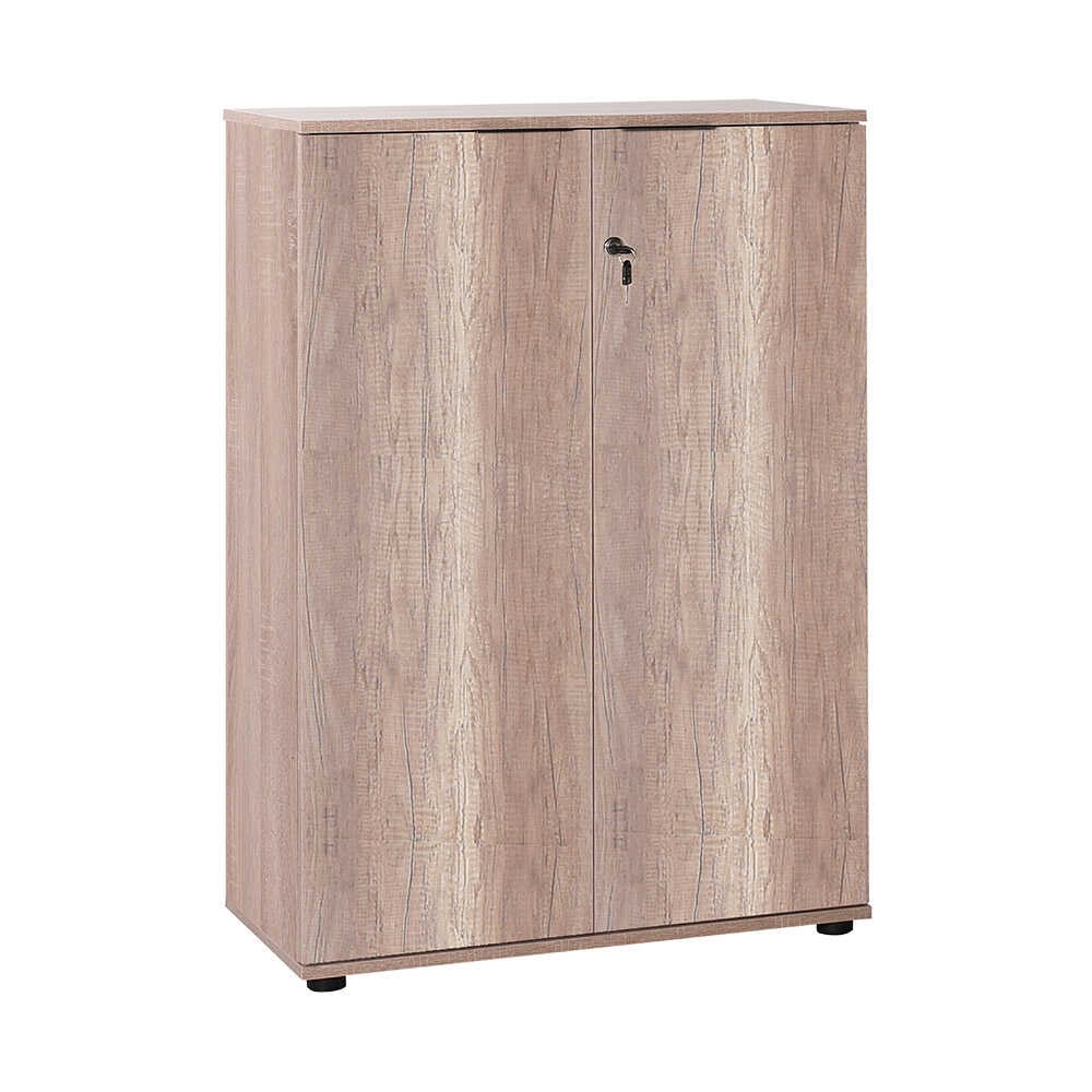 Biblioteca Adore Rio, 2 usi cu cheie, 3 rafturi, Stejar/Gri, 72x109x34 cm