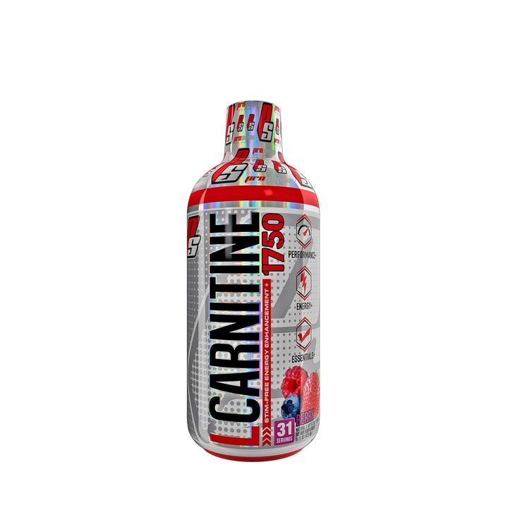 Pro Supps™ L-Carnitine 1750 Stim-Free Energy Enhancement, L-Carnitina, cu Aroma de Fructe de Padure, 473 ml