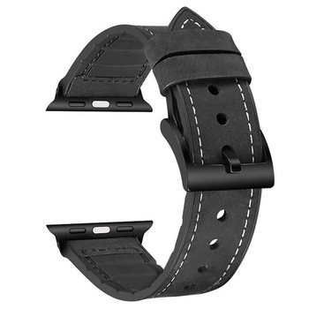 Curea Apple Watch Piele Neagra si Silicon 45/44/42mm Curea Apple Watch Piele Neagra si Silicon 45/44/42mm