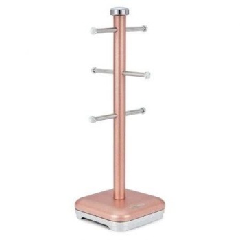 Suport vertical de depozitare cani Tower T826016R, capacitate 6 cani, fabricat din otel inoxidabil, culoare roz Suport vertical de depozitare cani Tower T826016R, capacitate 6 cani, fabricat din otel inoxidabil, culoare roz