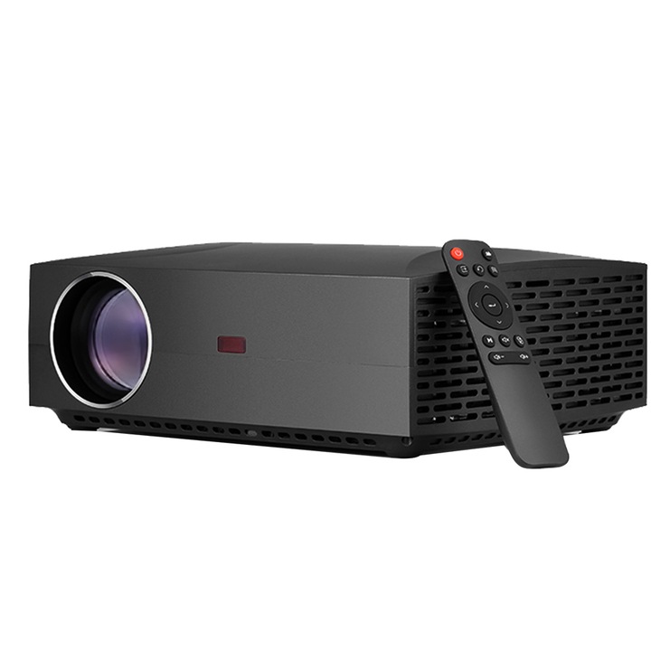 Videoproiector 1080p, FLZEN, 4200 Lumeni, Sistem De Operare Android, 2g + 16g, Bluetooth, 2,4G + 5G WIFI Dublu, Afisaj Fara Fir, Oglindire Ecran, Control Aplicatie, 50000 Ore, Difuzor Hifi, Negru