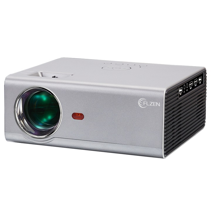 Мини видео проектор FLZEN, 3500 лумена, 720p HD WXGA, 7500:1, поддръжка на 1080p 4k, Сив