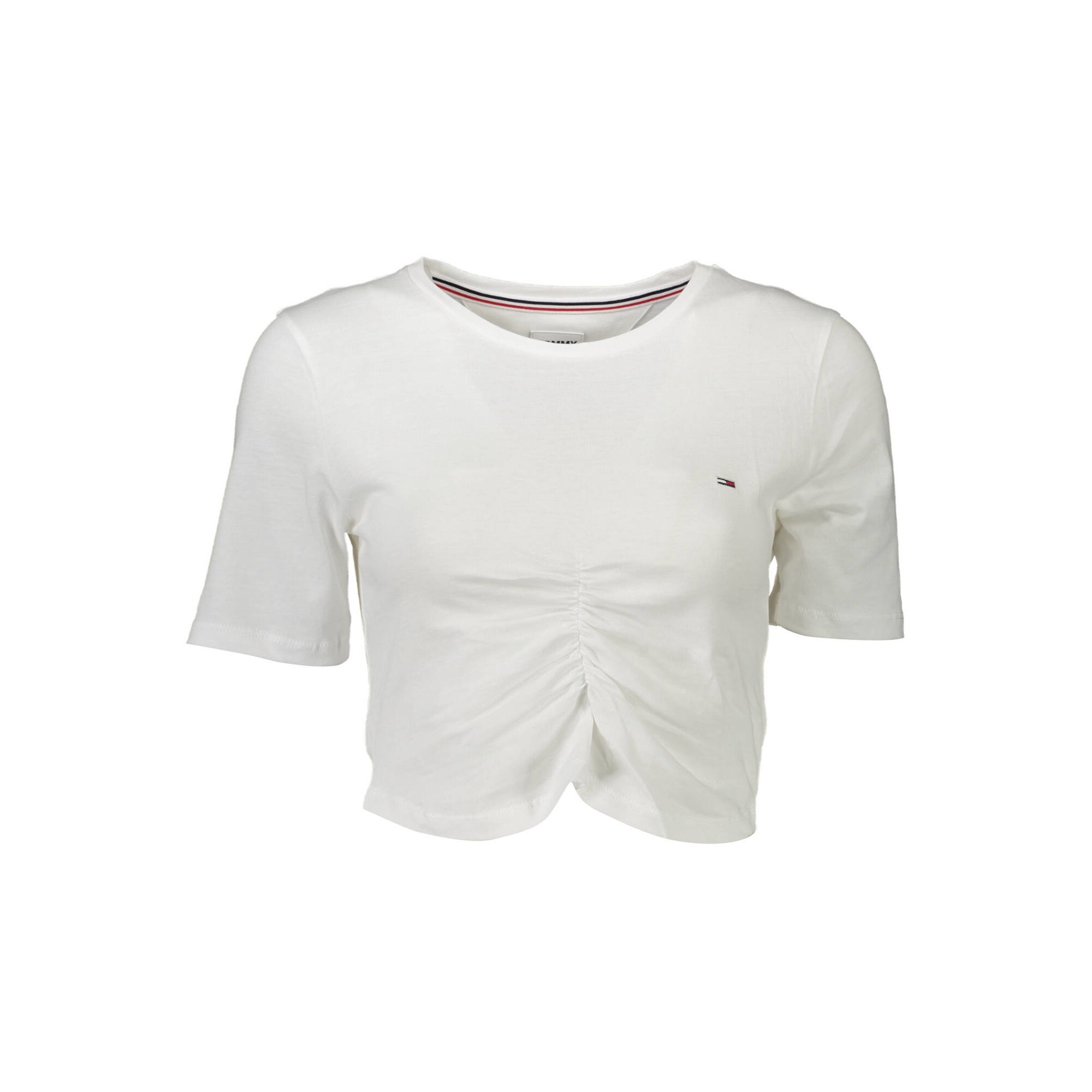 Tricou Croptop, Tommy Hilfiger, alb, logo, Alb