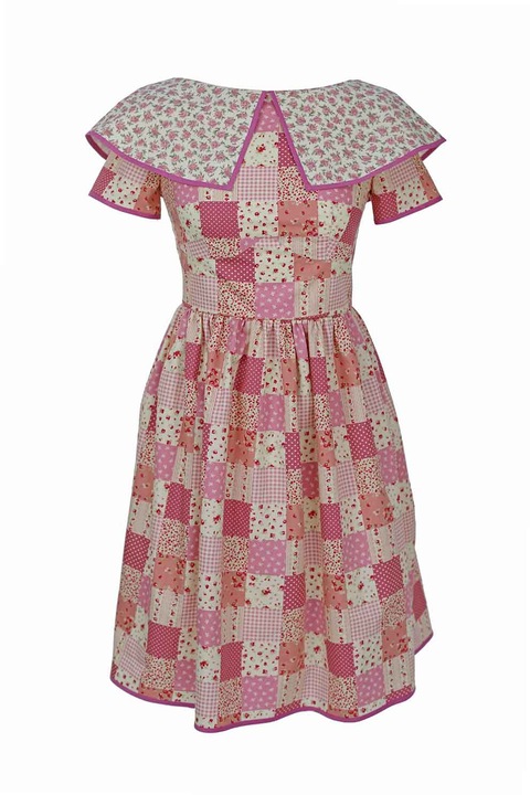 ambar studio, Разкроена рокля Rowana с разнородна шарка, Розово/Светло бежово
