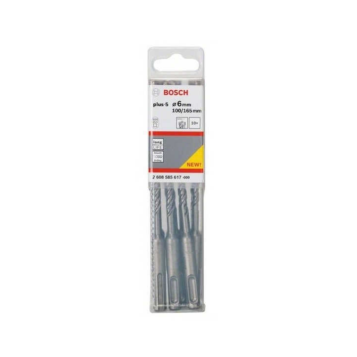 Set 10 burghie pentru beton Bosch SDS-Plus 5, 6x100x165mm