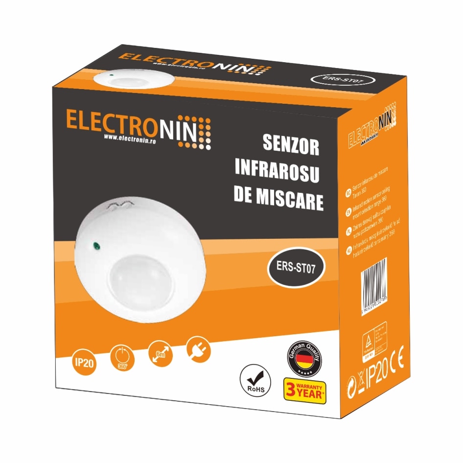 Senzor miscare CR-3 ALB 360⁰, 1200W, IP20, max. 6m