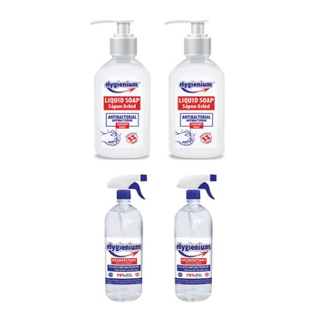 Set 2 x Sapun Lichid Antibacterian, Hygienium, 500 ml + 2 x solutie antibacteriana Hygienium, 1 l Set 2 x Sapun Lichid Antibacterian, Hygienium, 500 ml + 2 x solutie antibacteriana Hygienium, 1 l