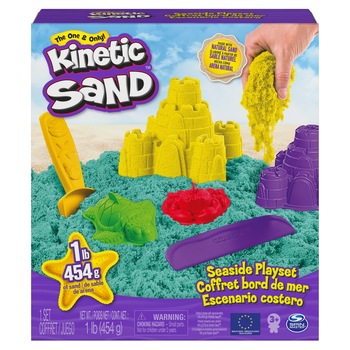 Set Kinetic Sand - Seaside, turcoaz si galben, 454g Set Kinetic Sand - Seaside, turcoaz si galben, 454g